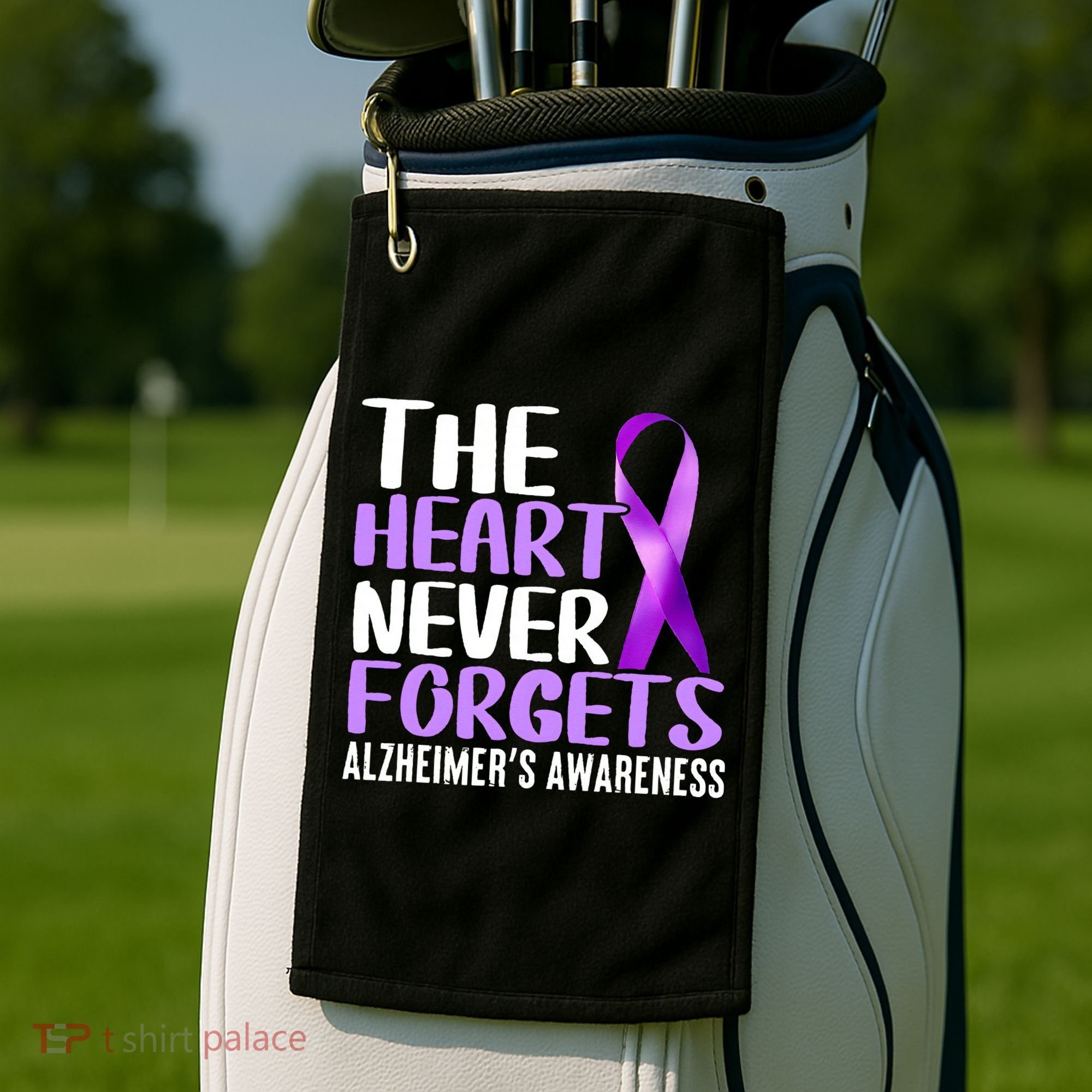 The Heart Never Forgets Alzheimer´s Awareness Golf Towel