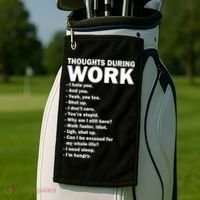 Thoughts During Work Funny Golf Towel thumb 2