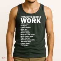 Thoughts During Work Funny Tank Top thumb 3