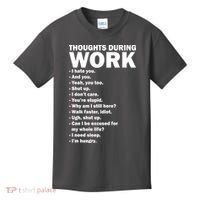Thoughts During Work Funny Kids T-Shirt thumb 0