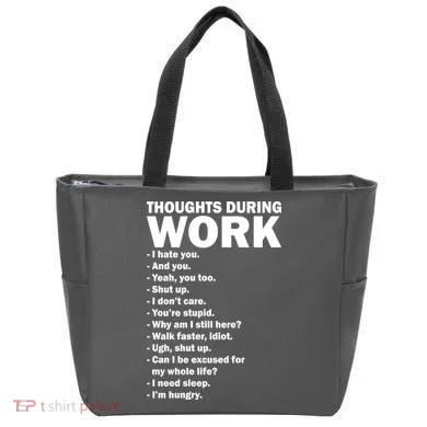 Thoughts During Work Funny Tote Bag