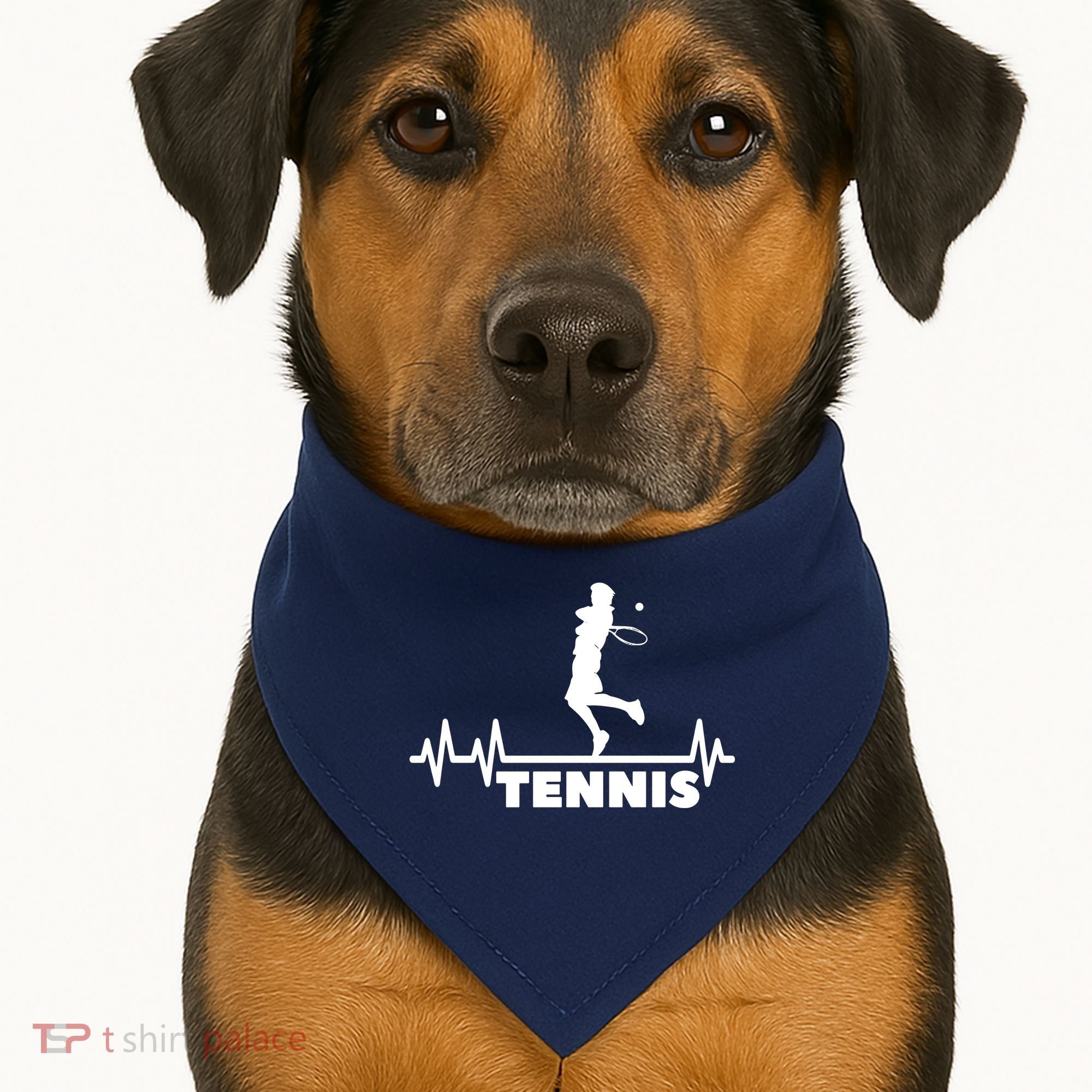 Tennis Heartbeat Pulse Tennis Player Athlete USA-Made Doggie Bandana