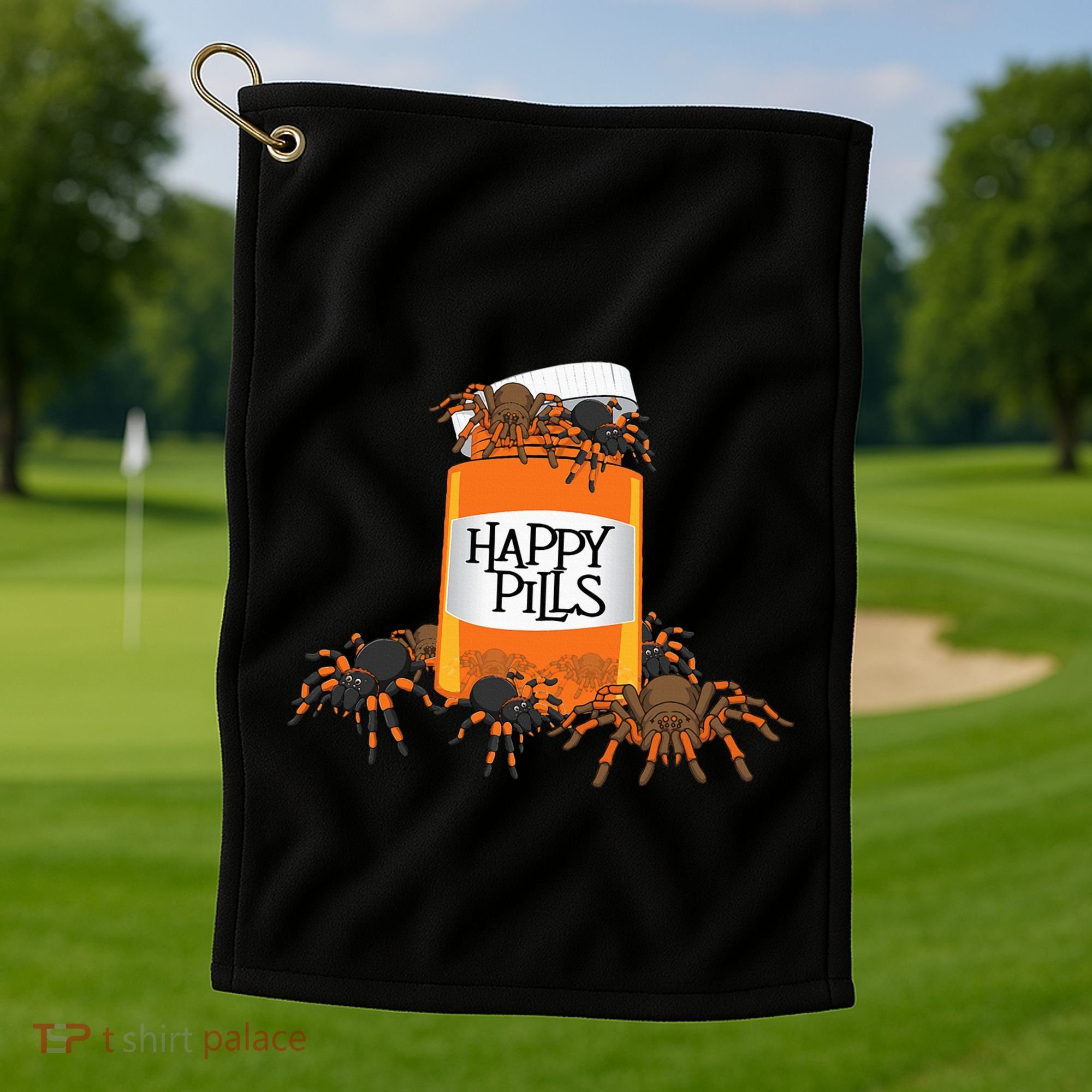 Tarantula Happy Pills Arthropod Arachnid Arachnophile Golf Towel