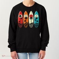 Tropical Hawaii Palm Surfing Beach Surfboard Retro Surf Women's Sweatshirt thumb 0