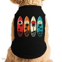 Tropical Hawaii Palm Surfing Beach Surfboard Retro Surf Doggie Tank thumb 0