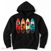 Tropical Hawaii Palm Surfing Beach Surfboard Retro Surf Hoodie thumb 0
