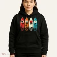 Tropical Hawaii Palm Surfing Beach Surfboard Retro Surf Hoodie thumb 5