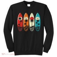 Tropical Hawaii Palm Surfing Beach Surfboard Retro Surf Sweatshirt thumb 0