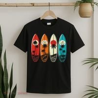 Tropical Hawaii Palm Surfing Beach Surfboard Retro Surf T-Shirt thumb 2