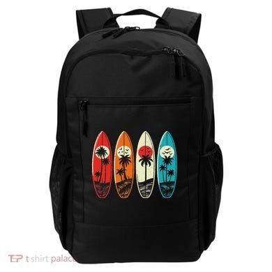 Tropical Hawaii Palm Surfing Beach Surfboard Retro Surf Backpack