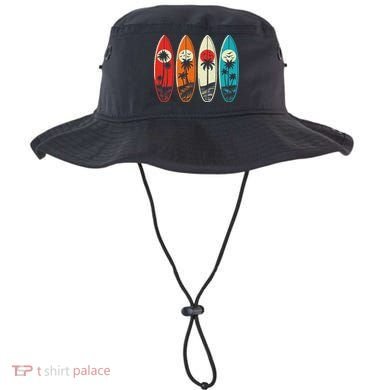 Tropical Hawaii Palm Surfing Beach Surfboard Retro Surf Bucket Hat