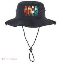 Tropical Hawaii Palm Surfing Beach Surfboard Retro Surf Bucket Hat thumb 0