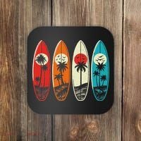 Tropical Hawaii Palm Surfing Beach Surfboard Retro Surf Coaster thumb 0