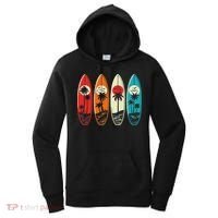 Tropical Hawaii Palm Surfing Beach Surfboard Retro Surf Women's Hoodie thumb 0