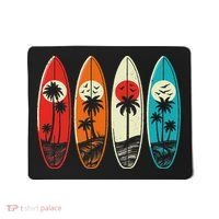 Tropical Hawaii Palm Surfing Beach Surfboard Retro Surf Mousepad thumb 0