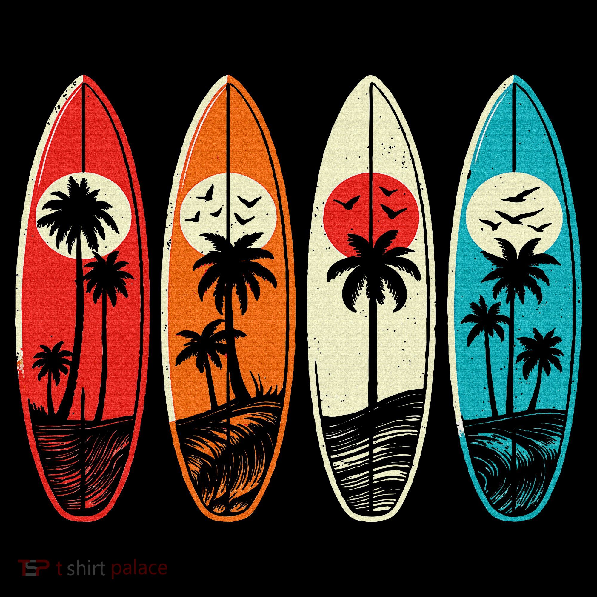 Tropical Hawaii Palm Surfing Beach Surfboard Retro Surf Mousepad