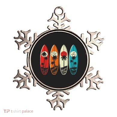 Tropical Hawaii Palm Surfing Beach Surfboard Retro Surf Ornament