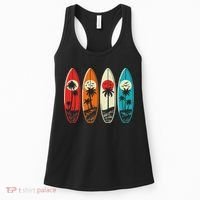 Tropical Hawaii Palm Surfing Beach Surfboard Retro Surf Women's Tank Top thumb 0