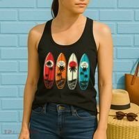 Tropical Hawaii Palm Surfing Beach Surfboard Retro Surf Women's Tank Top thumb 2
