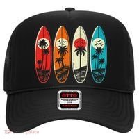 Tropical Hawaii Palm Surfing Beach Surfboard Retro Surf Hat thumb 0