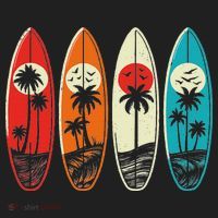 Tropical Hawaii Palm Surfing Beach Surfboard Retro Surf Hat thumb 2
