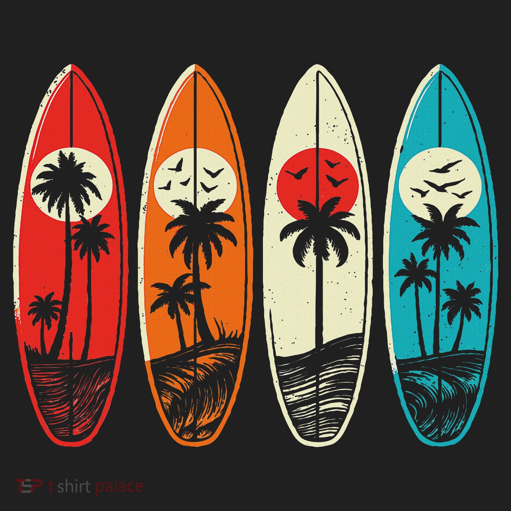 Tropical Hawaii Palm Surfing Beach Surfboard Retro Surf Hat