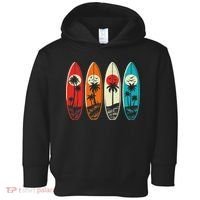 Tropical Hawaii Palm Surfing Beach Surfboard Retro Surf Toddler Hoodie thumb 0