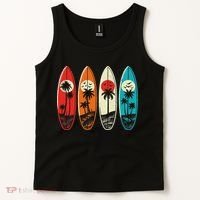 Tropical Hawaii Palm Surfing Beach Surfboard Retro Surf Tank Top thumb 2
