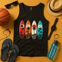 Tropical Hawaii Palm Surfing Beach Surfboard Retro Surf Tank Top thumb 4