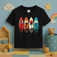 Tropical Hawaii Palm Surfing Beach Surfboard Retro Surf Toddler T-Shirt thumb 3
