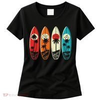 Tropical Hawaii Palm Surfing Beach Surfboard Retro Surf Women's T-Shirt thumb 0