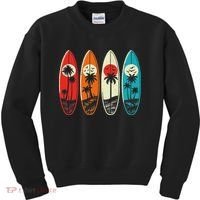 Tropical Hawaii Palm Surfing Beach Surfboard Retro Surf Kids Sweatshirt thumb 0