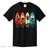 Tropical Hawaii Palm Surfing Beach Surfboard Retro Surf Kids T-Shirt thumb 0
