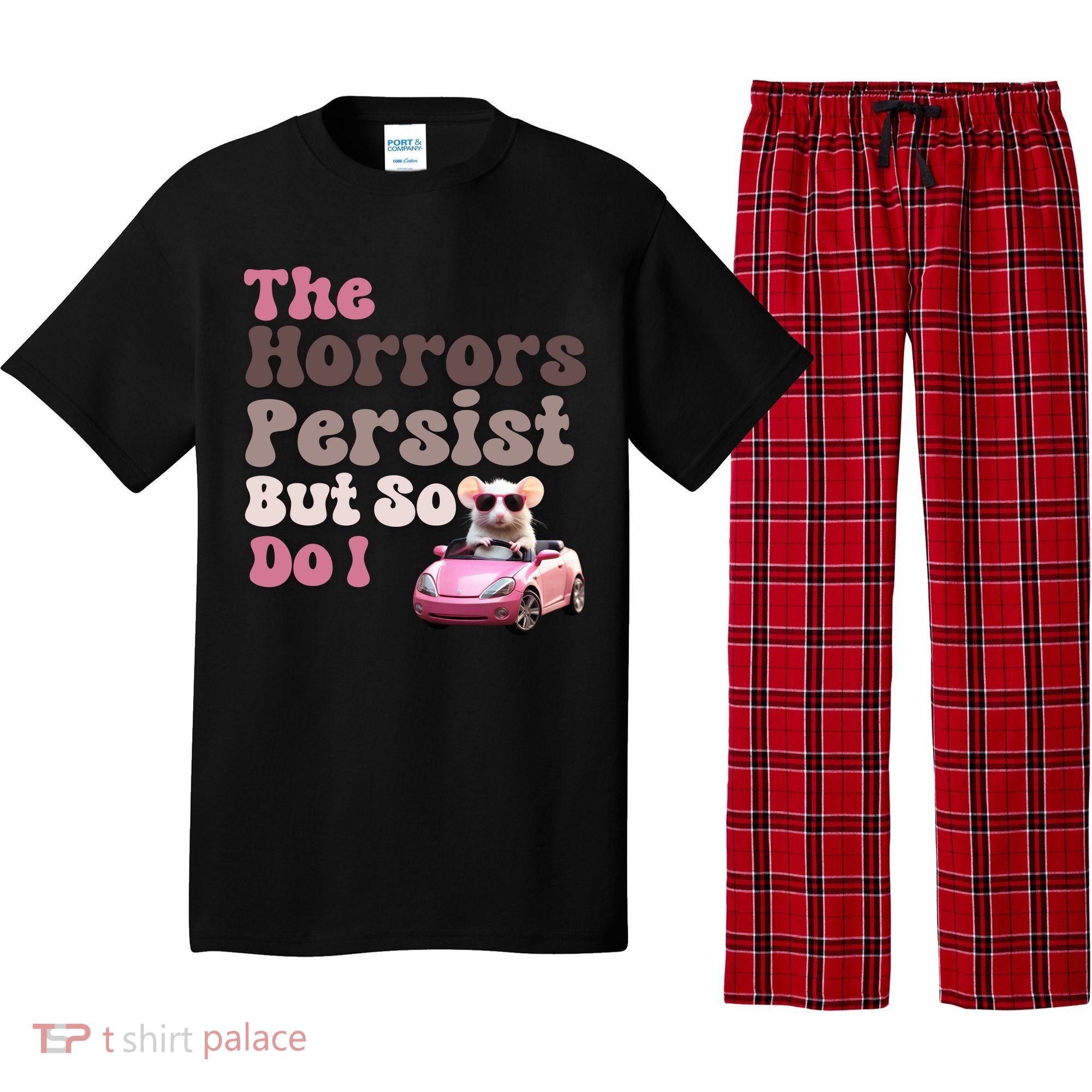 The Horrors Persist But So Do I Meme Funny Meme Funny Gen Z Funny Mouse Pajama Set
