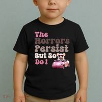The Horrors Persist But So Do I Meme Funny Meme Funny Gen Z Funny Mouse Toddler T-Shirt thumb 2