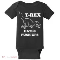 TRex Hates Pushups Baby Bodysuit thumb 0