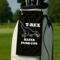 TRex Hates Pushups Golf Towel thumb 2
