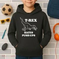 TRex Hates Pushups Kids Hoodie thumb 2
