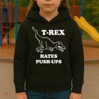 TRex Hates Pushups Kids Hoodie thumb 3