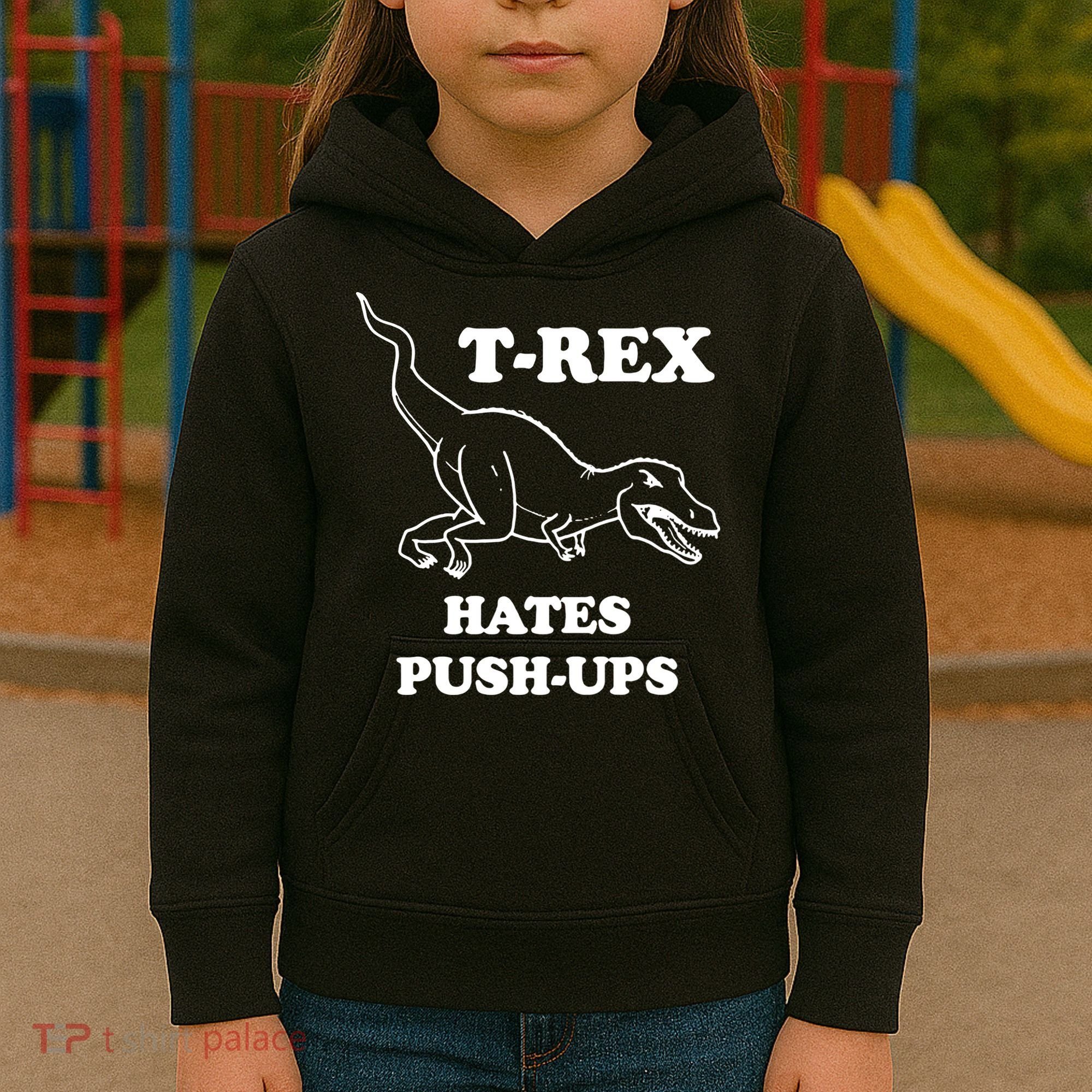 TRex Hates Pushups Kids Hoodie