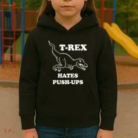 TRex Hates Pushups Kids Hoodie thumb 3