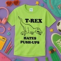 TRex Hates Pushups Kids T-Shirt thumb 3
