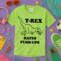 TRex Hates Pushups Kids T-Shirt thumb 3