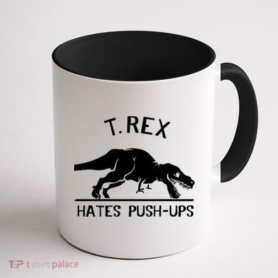 T-Rex Hates PushUps Funny Tyrannosaurus Rex Coffee Mug back