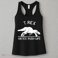 T-Rex Hates PushUps Funny Tyrannosaurus Rex Women's Tank Top thumb 3