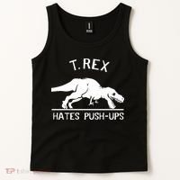 T-Rex Hates PushUps Funny Tyrannosaurus Rex Tank Top thumb 2