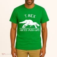 T-Rex Hates PushUps Funny Tyrannosaurus Rex Tall T-Shirt thumb 2