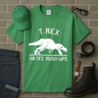 T-Rex Hates PushUps Funny Tyrannosaurus Rex Tall T-Shirt thumb 3