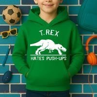 T-Rex Hates PushUps Funny Tyrannosaurus Rex Kids Hoodie thumb 2