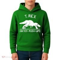 T-Rex Hates PushUps Funny Tyrannosaurus Rex Kids Hoodie thumb 4
